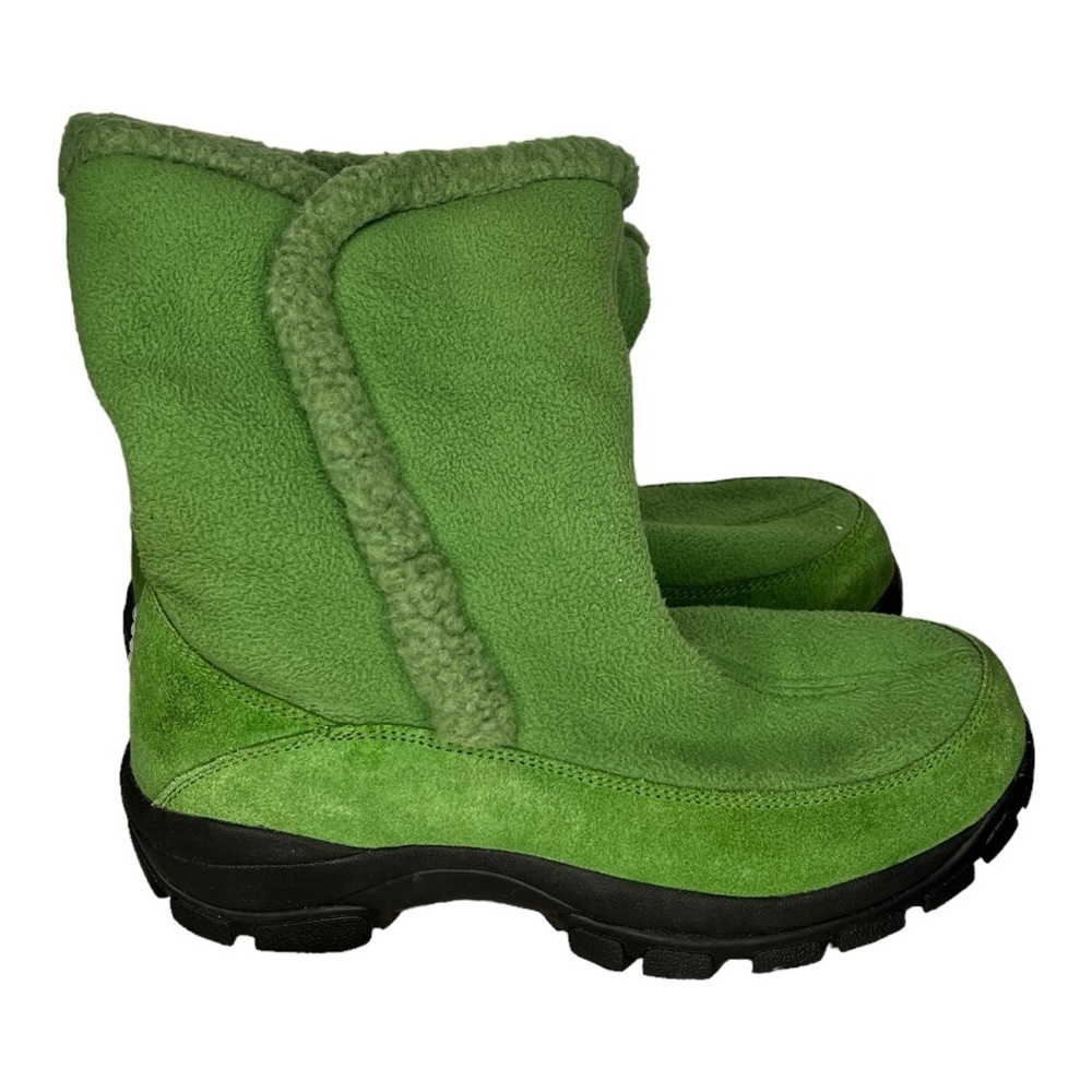Land's End Green Sherpa Lined‎ Suede Boots